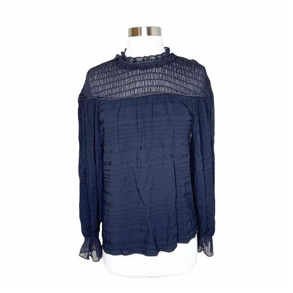 NEW Ramy Brook XS Black Josephine Top Extra Small Sheer Smocked Blouse Boho - Picture 11 of 16